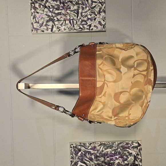 Gold and tan Coach purse - Picture 7 of 14